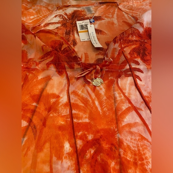 BLEU ROD BEATTIE Women's Living Color Orange Cover-up Caftan Size Small NWT - Picture 9 of 9